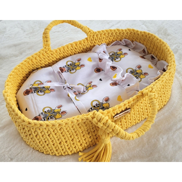 Baby-Puppen-Wickeltuch - Zebra gelb