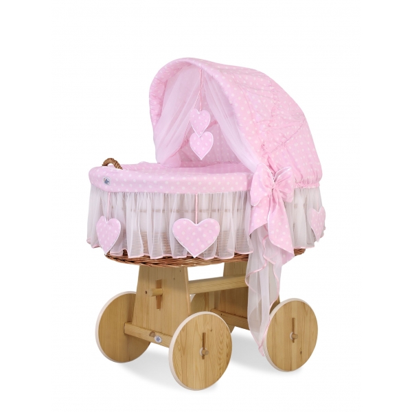 Baby Stubenwagen mit Haube- Amelie Rosa-Punktmuster