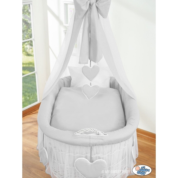 Baby Stubenwagen mit Himmel - Amelie grau