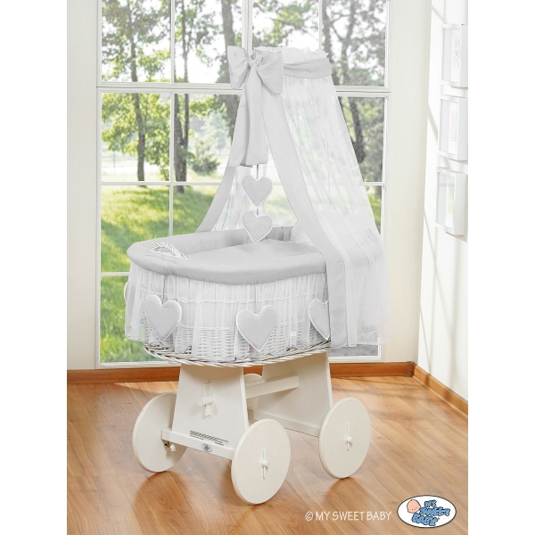 Baby Stubenwagen mit Himmel - Amelie grau