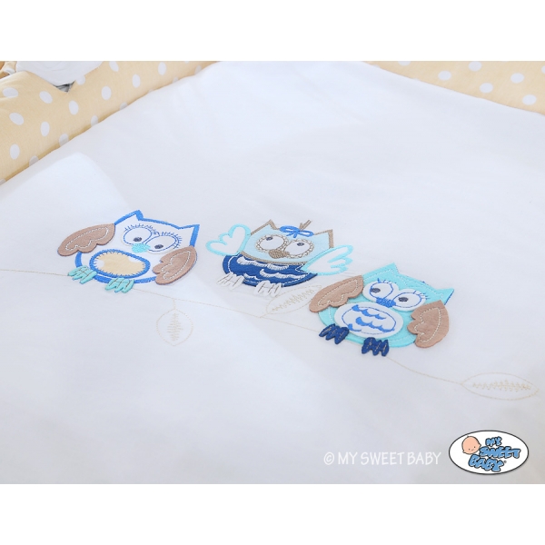 Baby Stubenwagen mit Himmel - Eulen Bigi Zibi & Adele beige