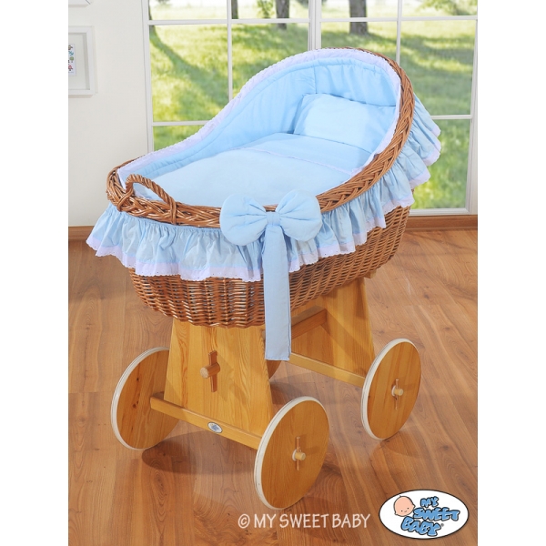 Baby Stubenwagen für Junge mit Weidenhaube Carina - Blau