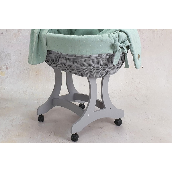 Baby Weidenkorb Grau mit Rollen