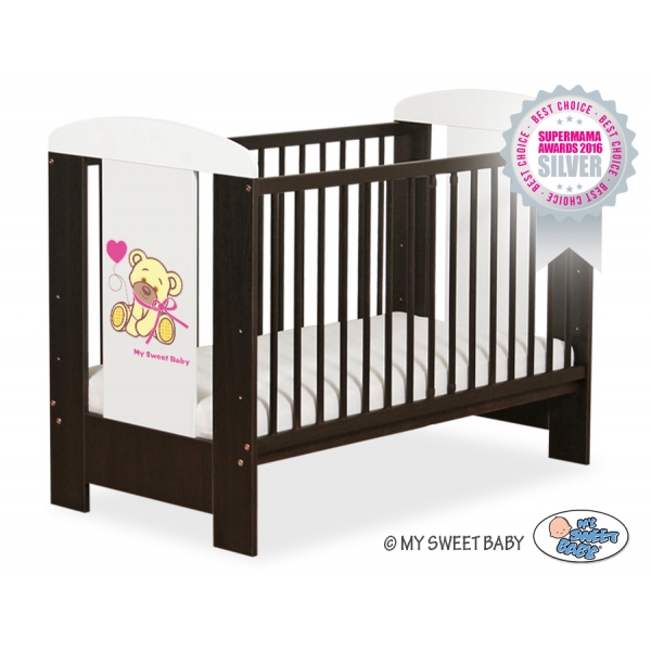 Babybett 120 x 60 cm Bär mit Schleife rosa nr 5004-04-324