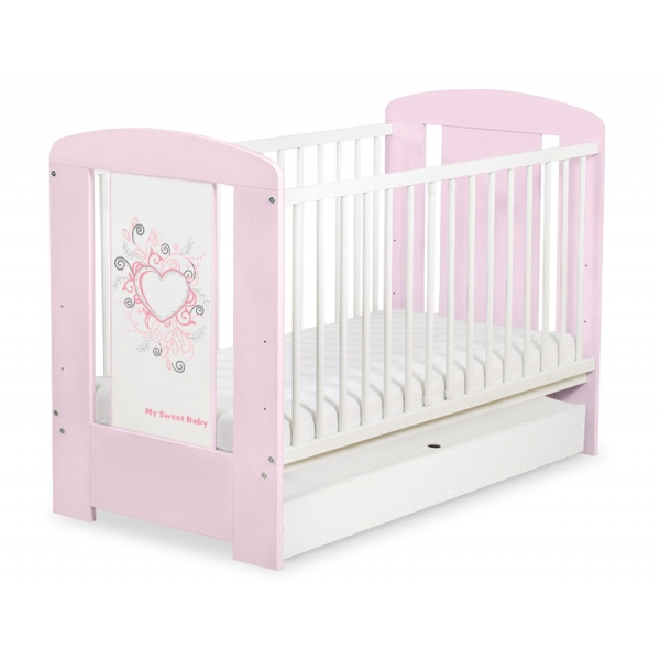 Rosa Babybett 120x60cm Chic mit Schublade STANDARD
