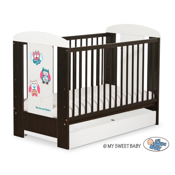 Babybett 120x60cm Eulen mit Schublade STANDARD