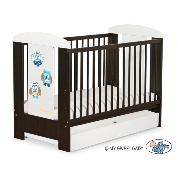 Babybett 120x60cm Eulen mit Schublade STANDARD