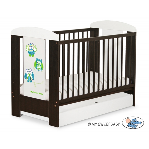 Babybett 120x60cm Eulen mit Schublade STANDARD