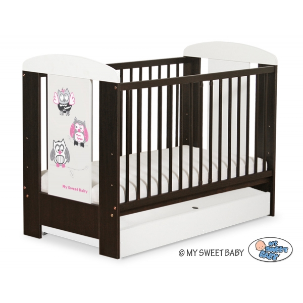 Babybett 120x60cm Eulen mit Schublade STANDARD