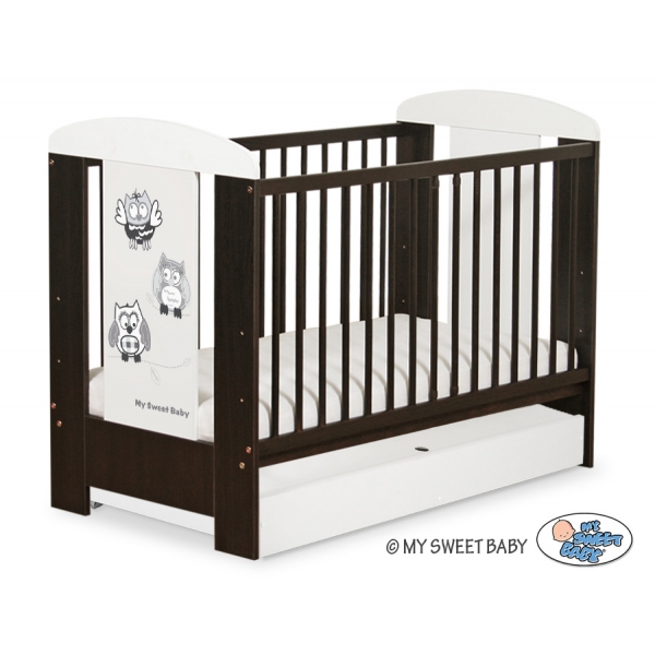 Babybett 120x60cm Eulen mit Schublade STANDARD
