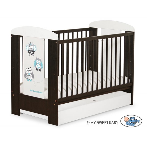 Babybett 120x60cm Eulen mit Schublade STANDARD