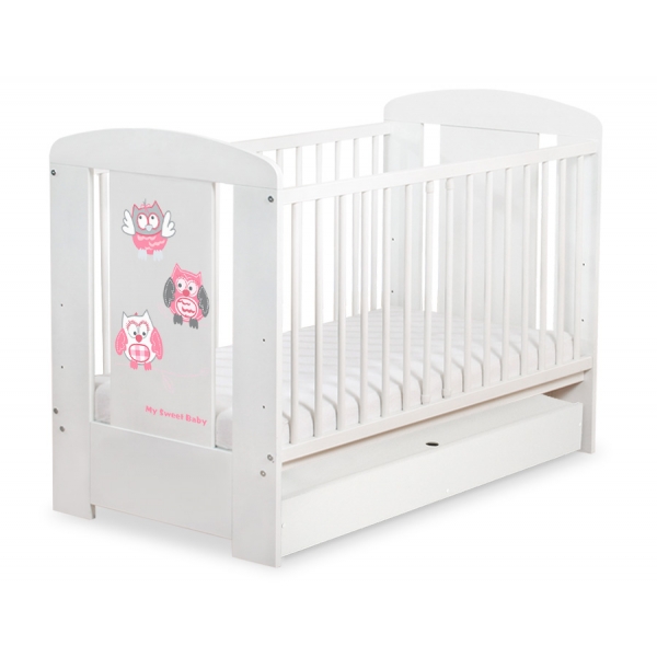 Babybett 120x60cm Eulen mit Schublade STANDARD