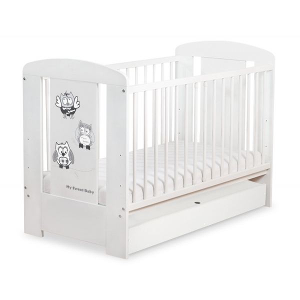 Babybett 120x60cm Eulen mit Schublade STANDARD