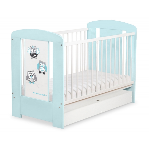 Babybett 120x60cm Eulen mit Schublade STANDARD