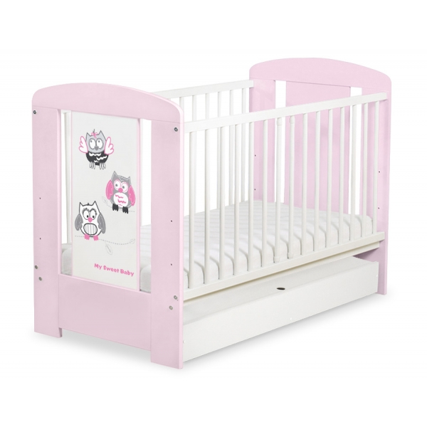 Babybett 120x60cm Eulen mit Schublade STANDARD
