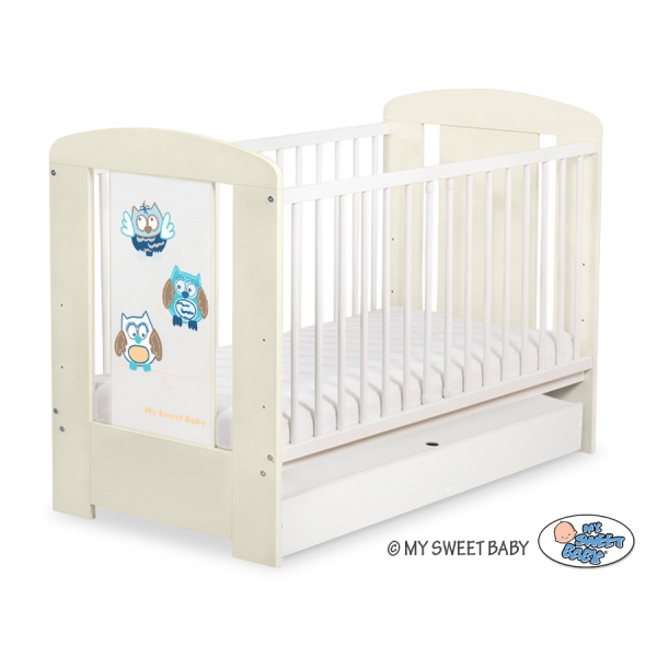 Babybett 120x60cm Eulen mit Schublade STANDARD
