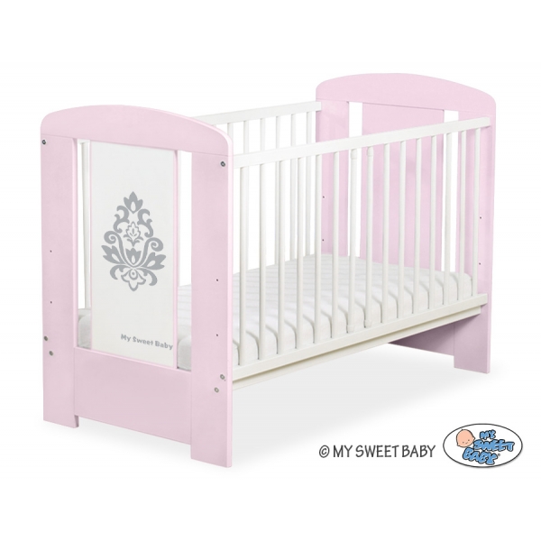 Babybett Rosa 120x60cm Glamour Grau Graphik