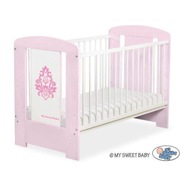 Rosa Babybett 120x60cm Glamour mit Grau Graphik