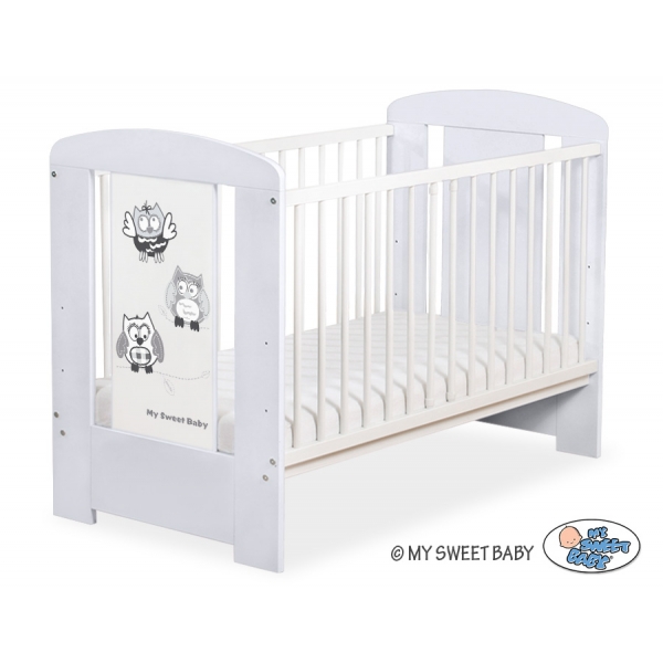Babybett 120x60cm Grau Eulen 5017-06-430