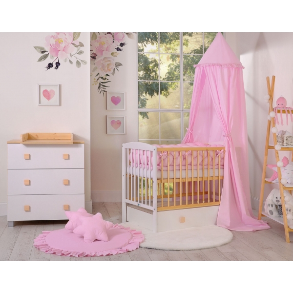 Babybett 120x60cm Leonardo- weiß - Naturholz
