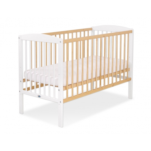 Babybett 120x60cm Leonardo- weiß - Naturholz