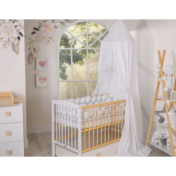 Babybett 120x60cm Leonardo- weiß - Naturholz