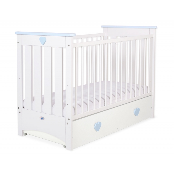 Babybett 120x60cm Lorenzo III weiß/blau mit Schublade MAXI