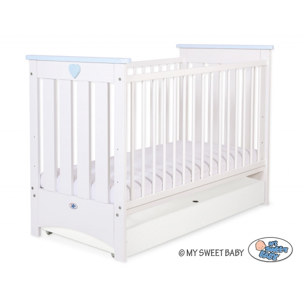Babybett 120x60cm Lorenzo III weiß/blau with drawer STANDARD