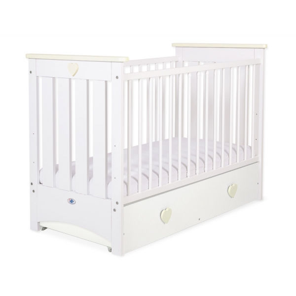 Babybett 120x60cm Lorenzo III weiß/creme mit Schublade MAXI