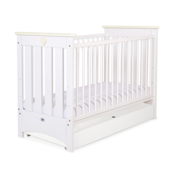 Babybett 120x60cm Lorenzo III weiß/creme mit Schublade STANDARD