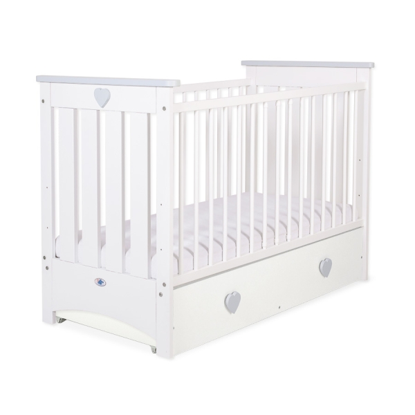 Babybett 120x60cm Lorenzo III weiß/grau mit Schublade MAXI
