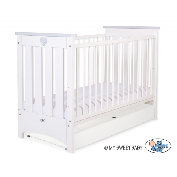 Babybett 120x60cm Lorenzo III weiß/grau mit Schublade STANDARD