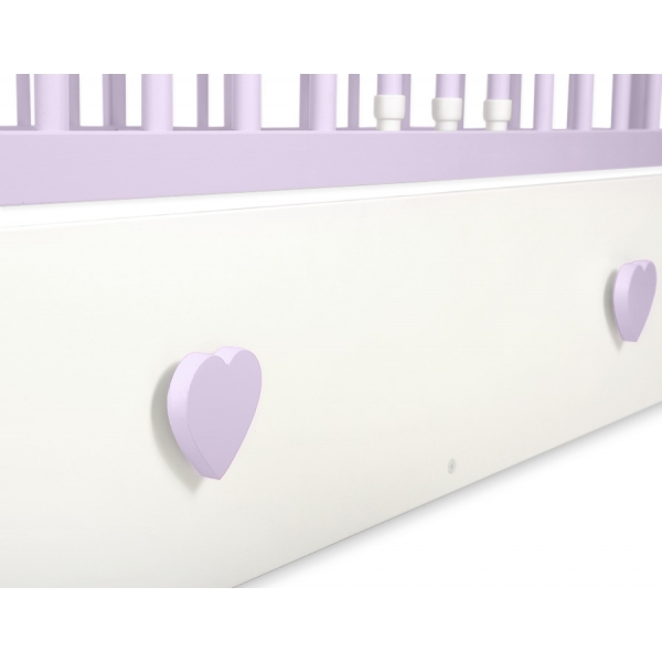 Babybett 120x60cm Lorenzo III weiß/lila mit Schublade MAXI