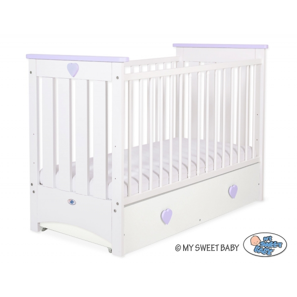 Babybett 120x60cm Lorenzo III weiß/lila mit Schublade MAXI