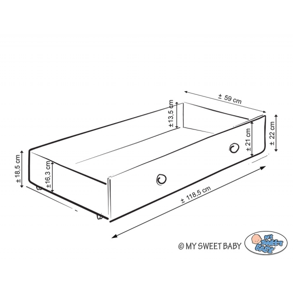Babybett 120x60cm Lorenzo III weiß mit Schublade MAXI