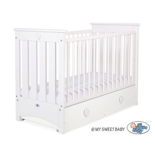 Babybett 120x60cm Lorenzo III weiß mit Schublade MAXI