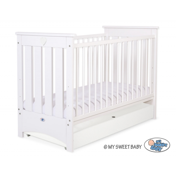 Babybett 120x60cm Lorenzo III weiß mit Schublade STANDARD