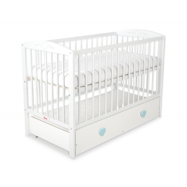 Babybett 120x60cm mit Herzen mit Schublade MAXI