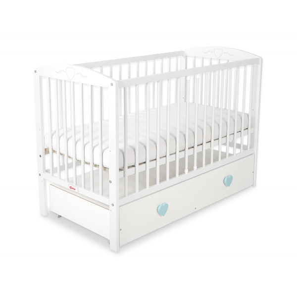 Babybett 120x60cm mit Herzen mit Schublade MAXI