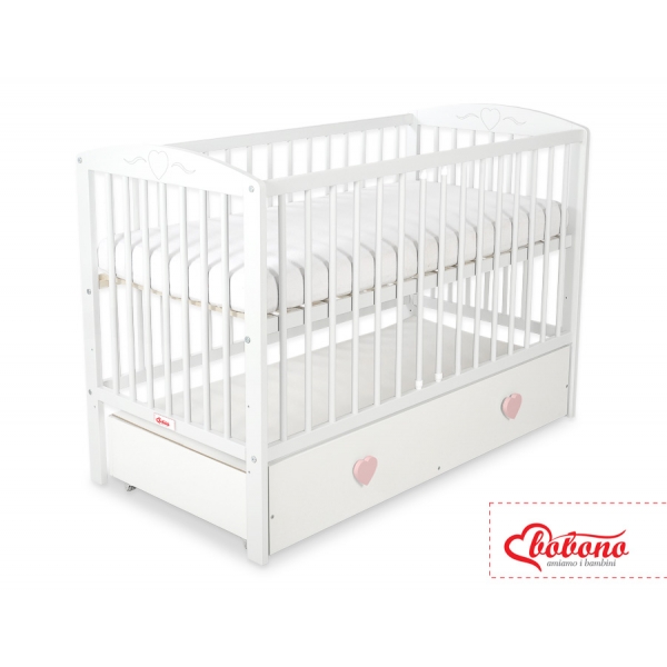 Babybett 120x60cm mit Herzen mit Schublade MAXI