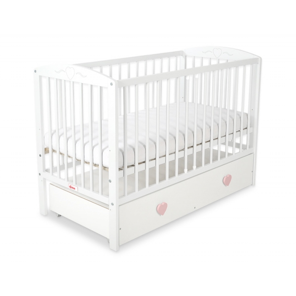 Babybett 120x60cm mit Herzen mit Schublade MAXI