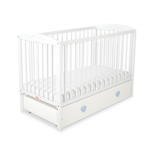 Babybett 120x60cm mit Herzen mit Schublade MAXI