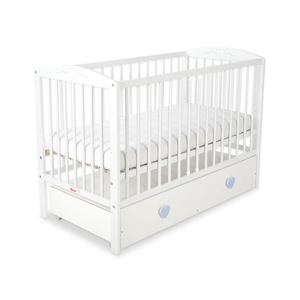 Babybett 120x60cm mit Herzen mit Schublade MAXI