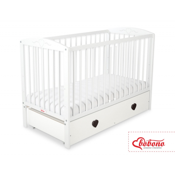 Babybett 120x60cm mit Herzen mit Schublade MAXI
