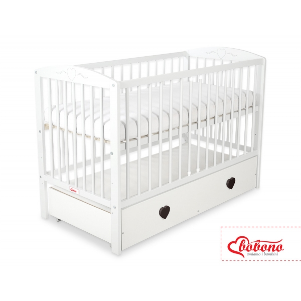 Babybett 120x60cm mit Herzen mit Schublade MAXI