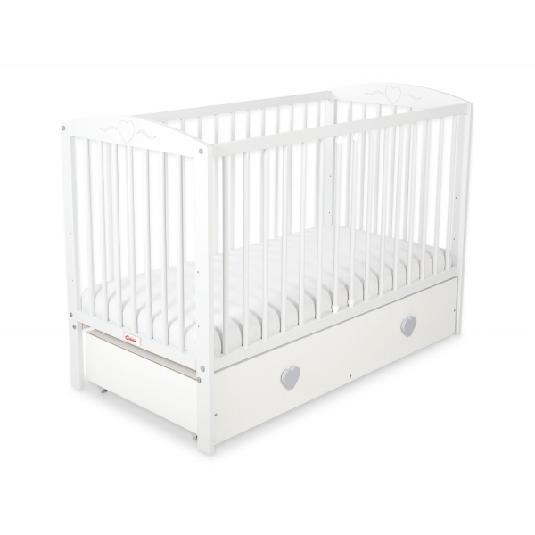 Babybett 120x60cm mit Herzen mit Schublade MAXI