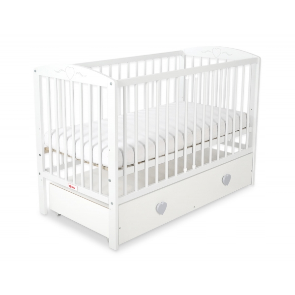 Babybett 120x60cm mit Herzen mit Schublade MAXI