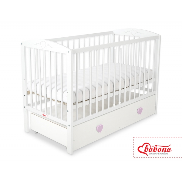 Babybett 120x60cm mit Herzen mit Schublade MAXI
