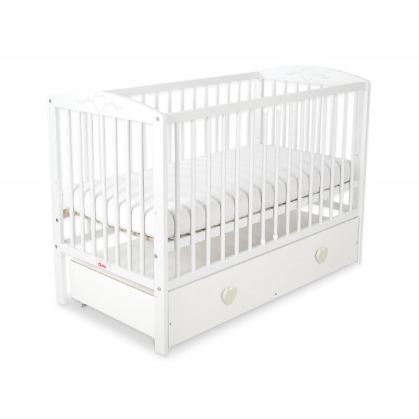 Babybett 120x60cm mit Herzen mit Schublade MAXI