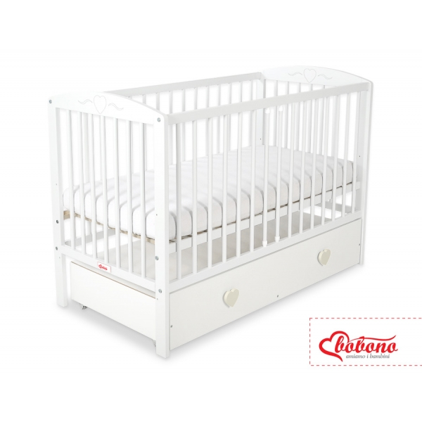 Babybett 120x60cm mit Herzen mit Schublade MAXI